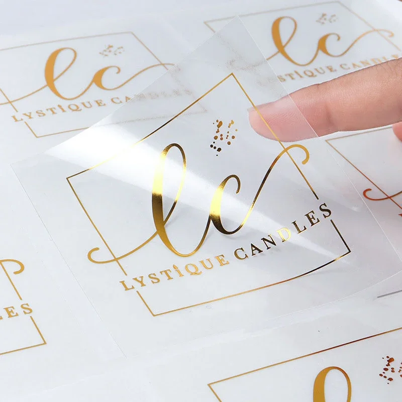 100ks/veľa prispôsobených nálepiek na vlastné logo Cleart Transparent Gold Foil Silver Business Logo Stickers Svadobné nálepky