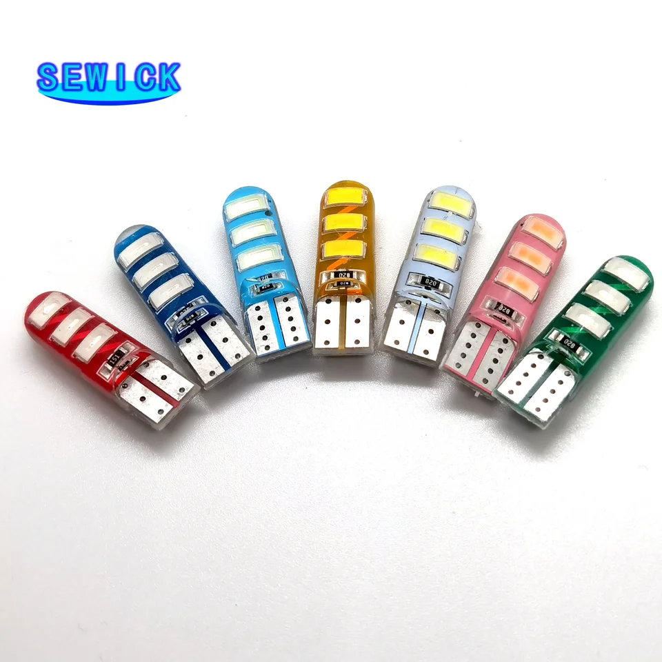 100ks veľkoobchod T10 Silikónový prípad 6 SMD 5630 LED auto DOME LIGHT W5W 194 6LED 6SMD 5730 LED klinové lampa parkovacia žiarovka 12V 100x