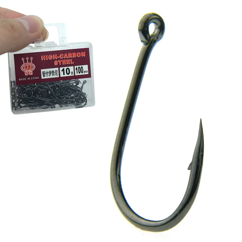 100ks vysoká uhlíková oceľ Rybárska háčiky 3 # -12 # Set In Fit Fishing Hook Jig Barbed Wire s otvorom pre rybárske príslušenstvo Pesca