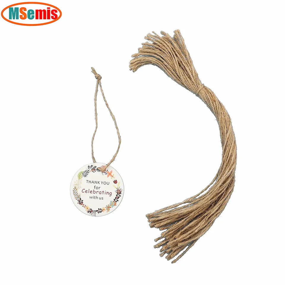 100ks Ďakujeme, že značky darčekovej karty ďakujem zavesenie značiek Kraft Paper Tags so šnúrou pre narodeniny Svadby a detské sprchy