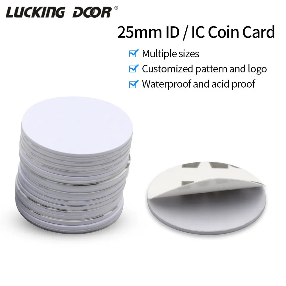 100ks/šarža 125 kHz 13,56MHz RFID TAG Keychain TK4100 ADHESIVE COIN KARTA Čítanie iba NFC ID KADEL Kľúč