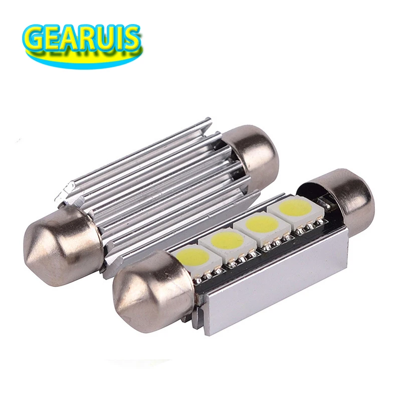 100ks / šarža Canbus C5W Festoon Dome Light 41 mm / 42 mm 4 SMD 5050 4SMD LED Žiadna chyba Whte DC12V