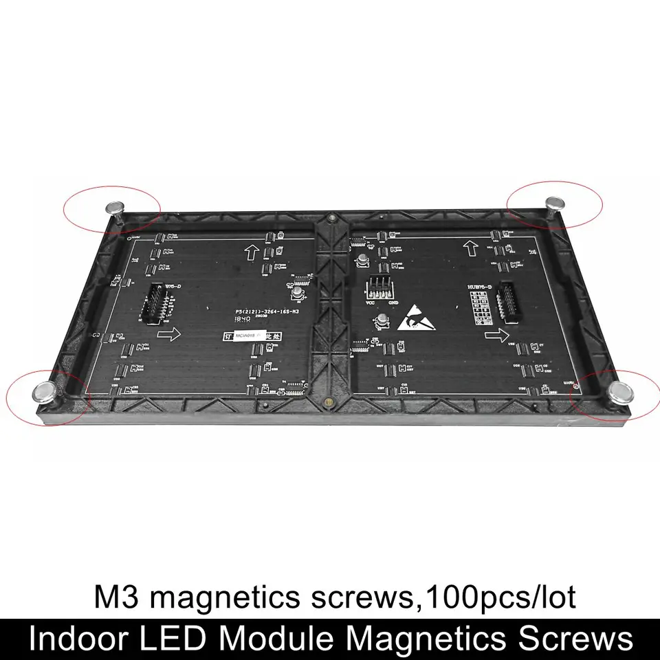 100ks/šarža M3 m4 valcový magnet pre vnútorné vonkajšie LED displej Magnetické skrutky pre P10 P8 P5 P4 P3 P2.5 SMD LED modul