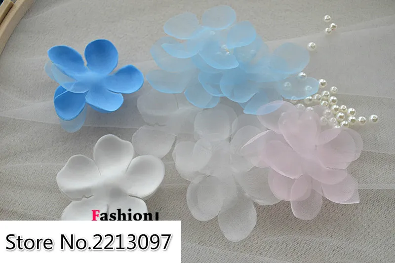 100ks/šarža organza malé kvetinové čipky Patch Applique Tkanina Svadobné šaty DIY nevesta hlavy, odevy na oblečenie SM445