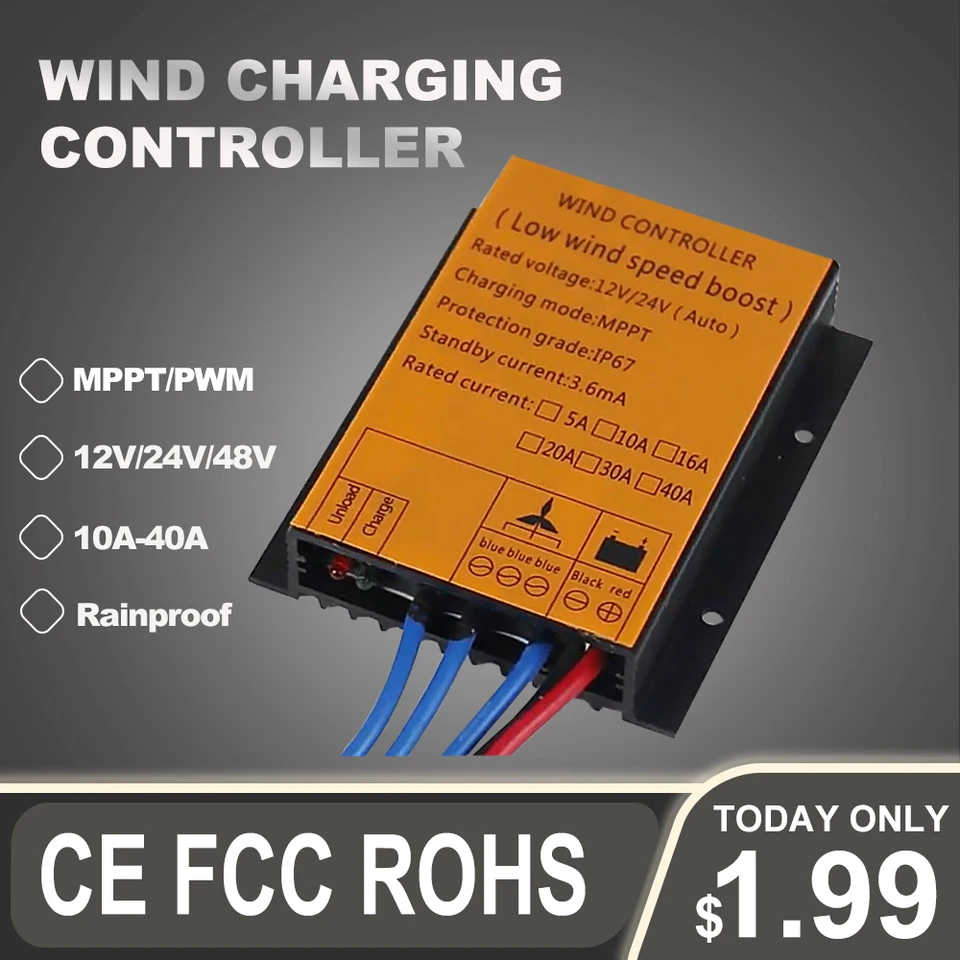 100W 12V 24V 48 V Nepremokavé veterné turbíny Generátor nabíjanie regulátor veterného veterného generátora 1 kW 2KW Ovládač veterného mlyna