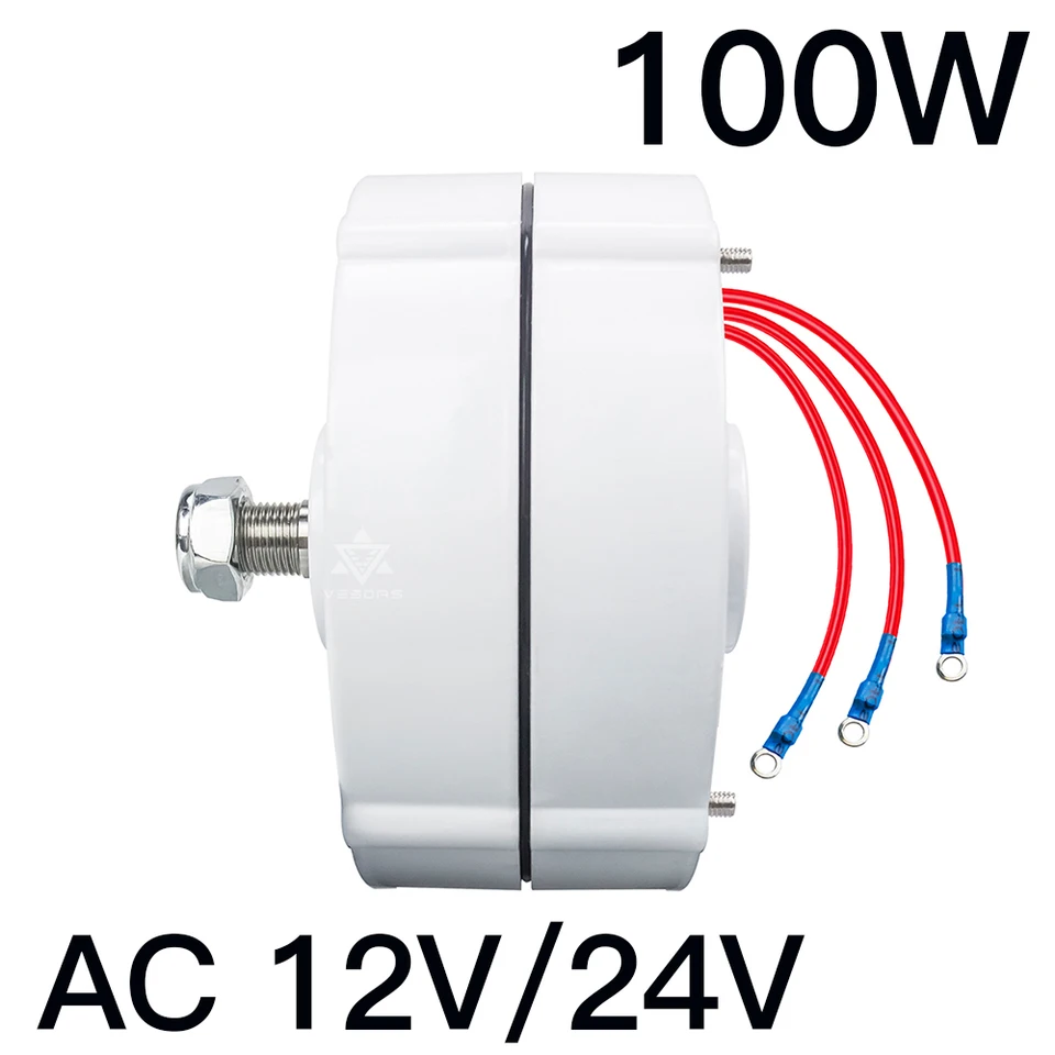 100W 12V alebo 24 V permanentný generátor magnetora AC alternátor 600R/m pre vertikálne alebo vodorovné veterné turbíny AC alternátor