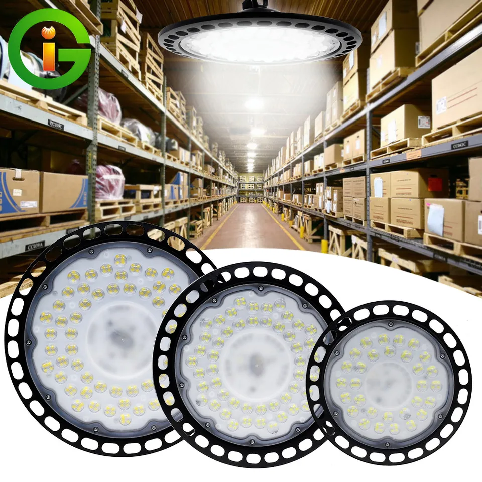 100W 150 W 200 W UFO LED LED VYSOKÉ BAY LIGHT AC220V Vodotesné skladové garážové svetlo Super jasné komerčné priemyselné osvetlenie
