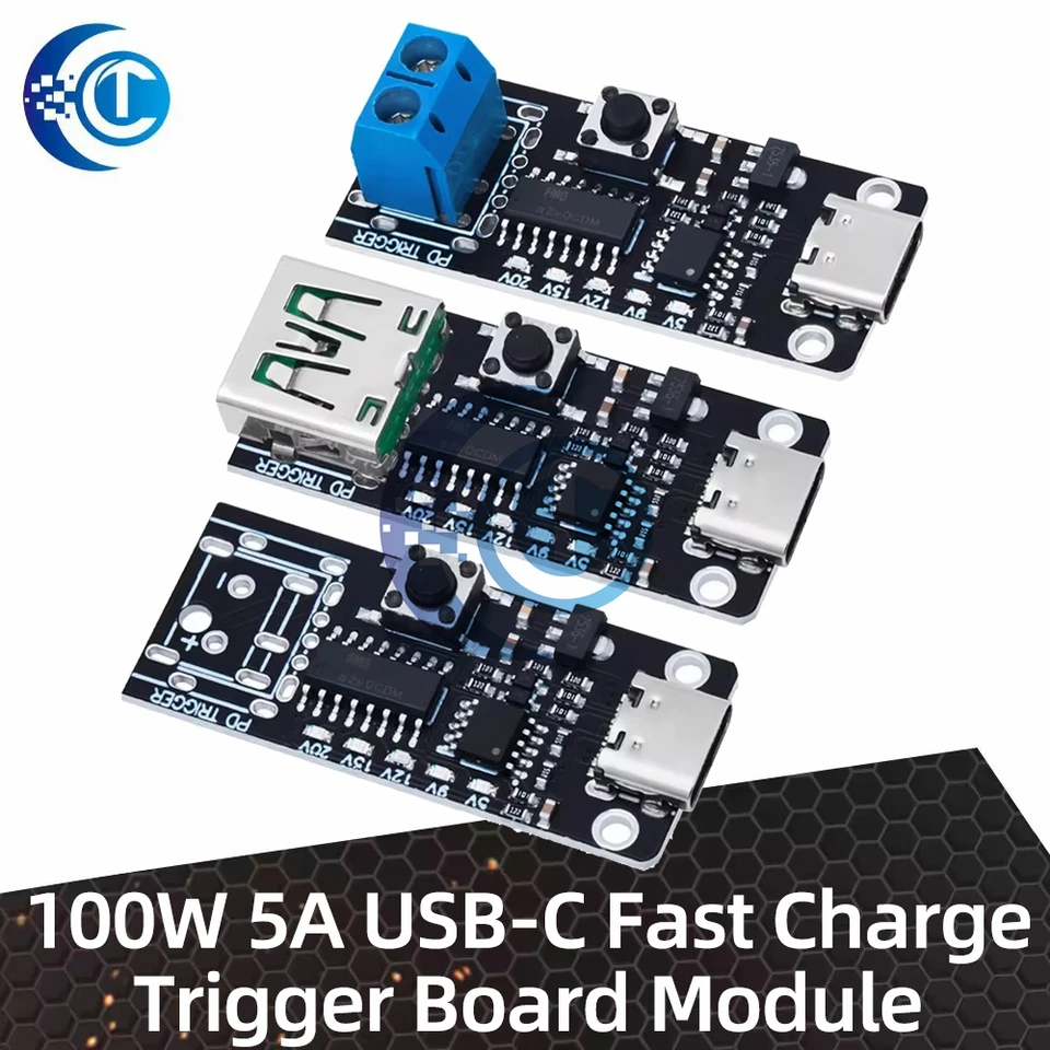 100W 5A USB-C Modul rýchleho nabíjania spúšťacieho spúšťača PD/QC Rýchly nabíjanie USB TYP-C PD 2.0 3.0