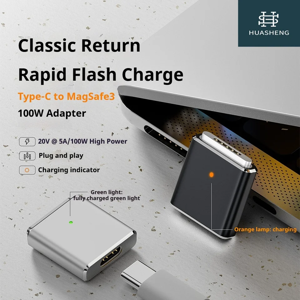 100W USB Magnetický PD adaptér pre Magsafe 3 prevodník rýchleho nabíjania 5A 20V MacBook Pro/Air 2021-2023