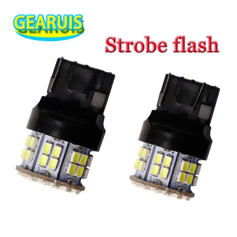 100x auto Auto T20 7443 7440 580 Strobe Flash 50 SMD 1206 LED T25 3156 3157 blikanie blikanie biela červená brzdová zastávka svetla 12V DC