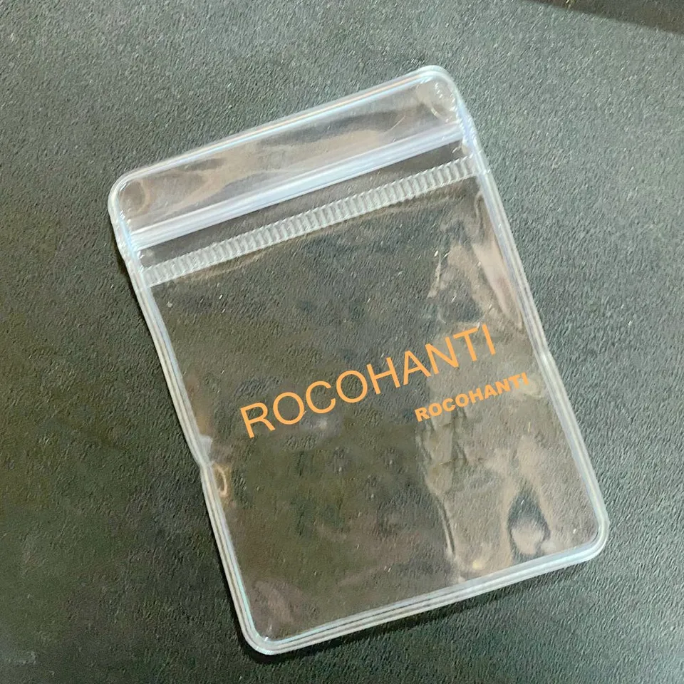 100x vlastné logo Mini PVC číry vrecko Malé tasparentné šperky vrecko Plastové zipsové šperky Balenie vrecka na náhrdelník s prsteňmi