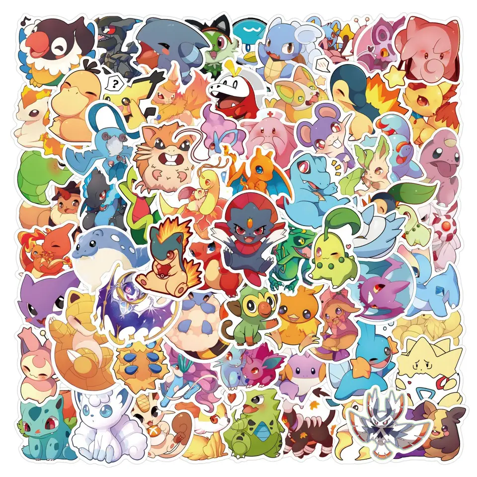 102ks nálepky Pokémona Kawaii Pikachu Skateboard Guitar Gitar Laptop Kids Witerprope Stiker Anime Stickers Graffiti Character