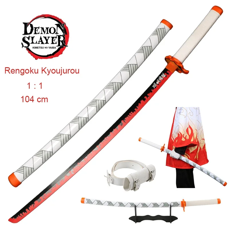 104 cm Demon Slayer Sword Cosplay zbraň Rengoku Tanjiro Katana Kimetsu no Yaiba Catana Wooden Samurai Sword Toy