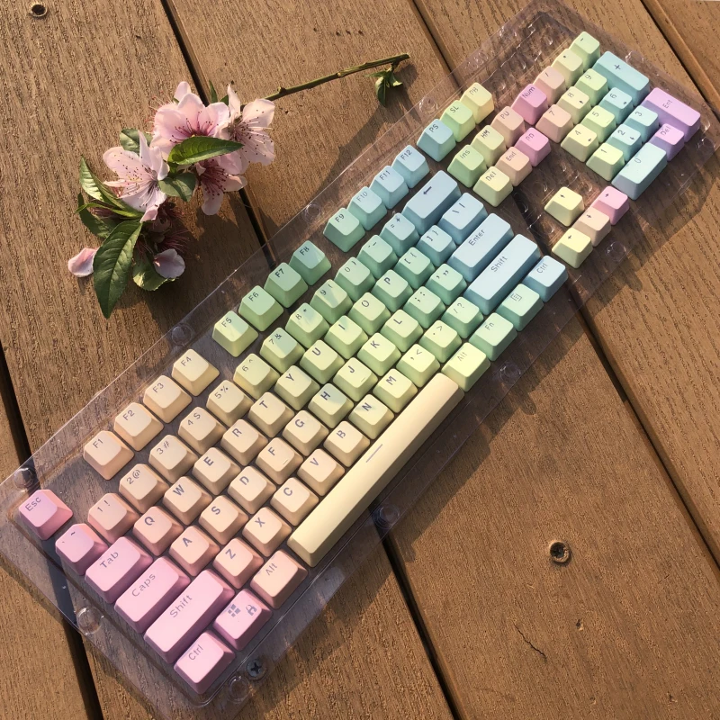 104 klávesov Dúhový gradient OEM Profil PBT Keycaps pre MX Switch Mechanical Keyboard RGB Gaming Podskupina KeyCap Custom Key Caps