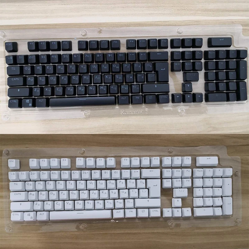 104 klávesov Mechanická klávesnica ABS podsvietenia Klávesové kľúče ruské priehľadné kľúče pre mechanické 87/104 pre búrku Milo brucho
