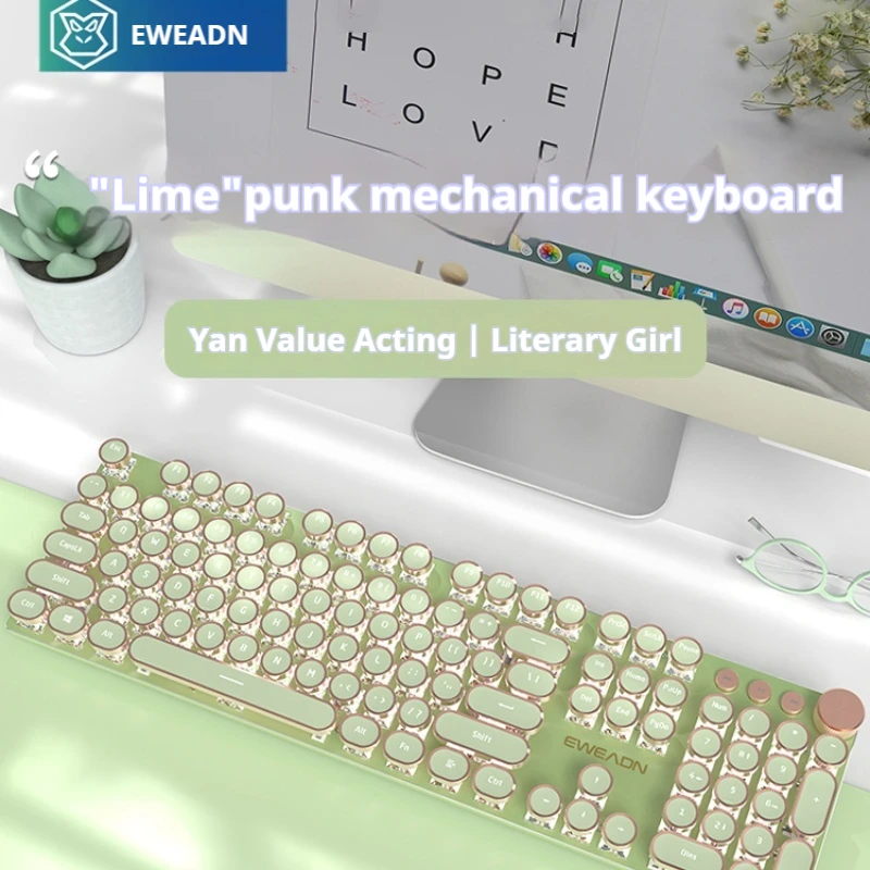 104 Kľúč EWEAnd V20 Mechanická klávesnica káblové viacnásobné osvetľovacie efekty úplný kľúč No Punch Punk Retro počítačová štúdia Kancelária