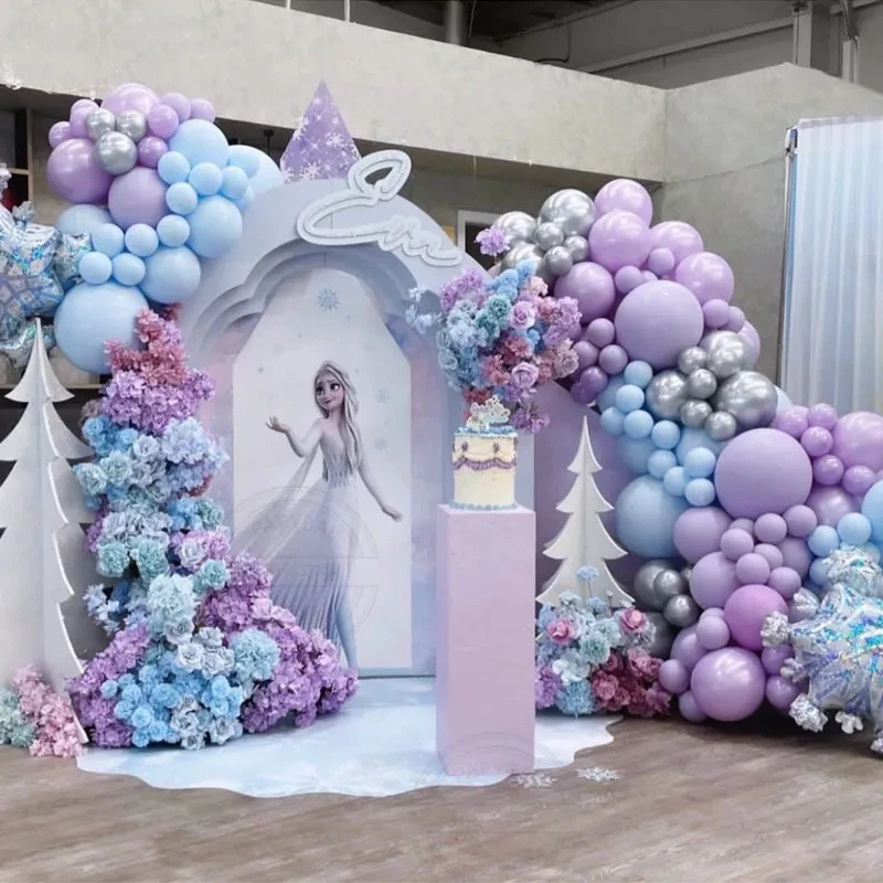 104ks Disney Frozen Anna Princess Balloons Garland Kit Supplies Latex Balóny narodeniny Snowflake fóliová dekorácia