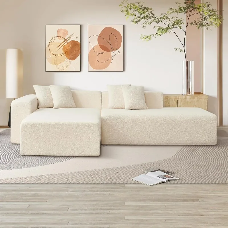 105 '' Modulárny sekčný gauč, Moderná sekcia L-tvaru L SoFA s ležadlami, pohodlnú lambwolovú tkaninu rohovú pohovku pohovky,