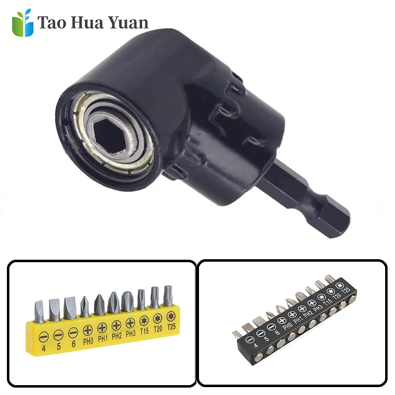 105 stupňov pravého uhla ručného náradia Screwdriver Ručné náradie 1/4 šesťhrannej drieku pre nástroje skrutkovača vŕtania vŕtania+11ks skrutkovač