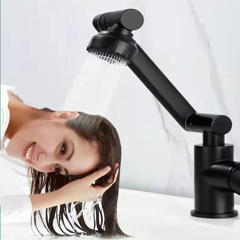 1080 ° otočná povodia Faucet Univerzálny rotujúci faucet čierny/strieborný zliatlivý zliatiny horúce studené mixéri