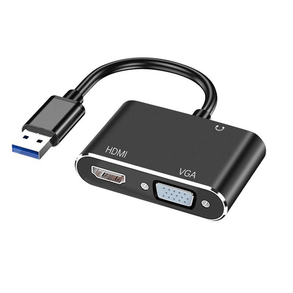 1080p HD USB3.0 až VGA HDMI kompatibilný zvukový prevodník pre počítačový notebook na monitorovanie/TV displej s duálnou obrazovkou