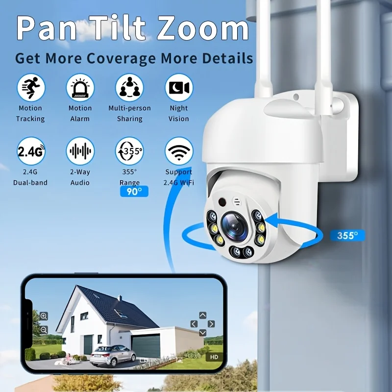 1080p HD Yi IOT App Waterproof 2,4g WiFi Network PTZ Camera 360 Bezdrôtové video sledovanie vonkajšieho Wi -Fi bezpečnostného fotoaparátu 2MP 2MP