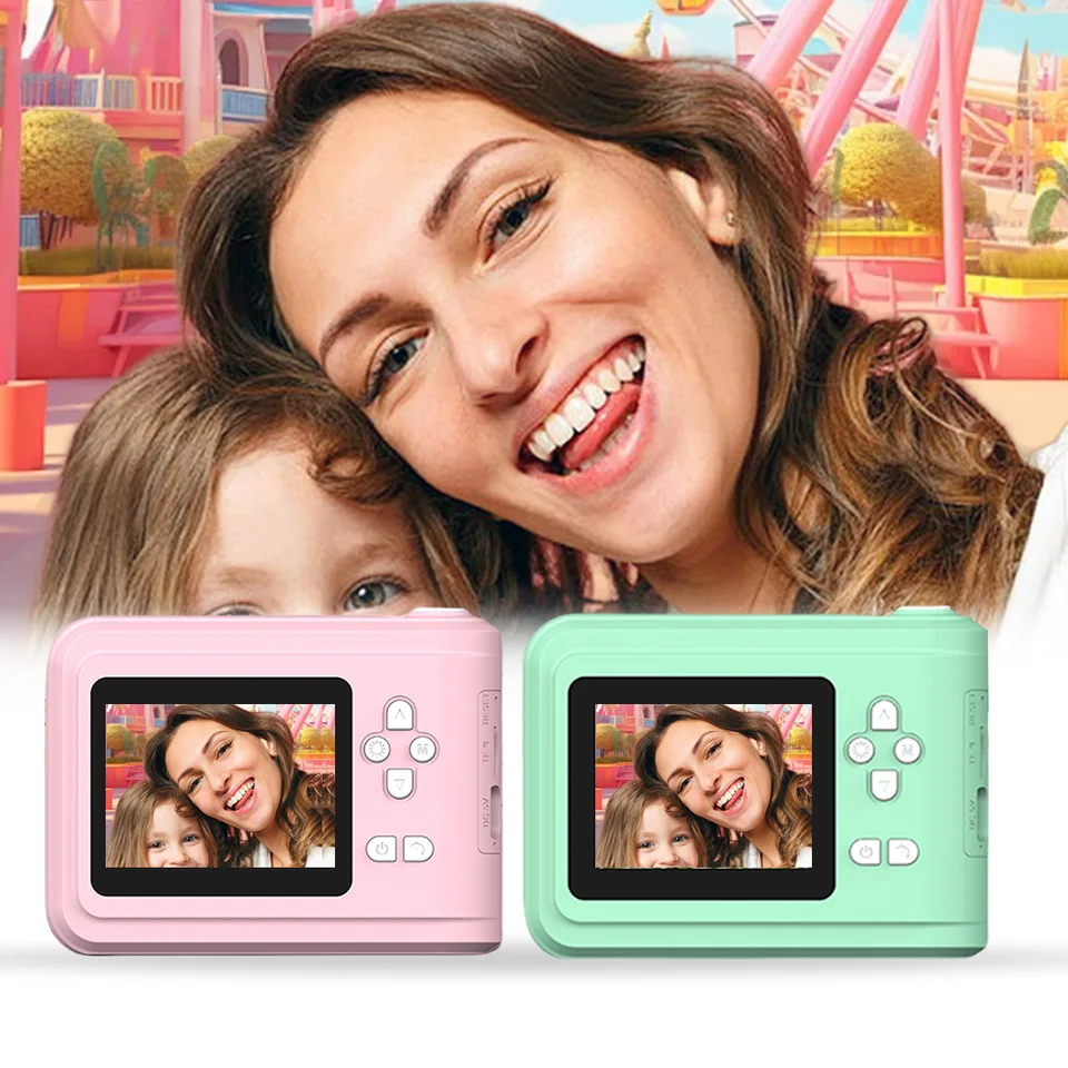 1080p Kids Instant Camera s tlačeným fotografickým papierom Video Digitálny fotoaparát USB nabíjanie tepelnej tlačovej kamery pre deti vo veku 3-12