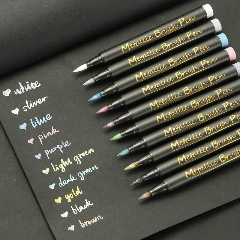 10Colors Metallic Marker Per Liquid Paint Pen DIY DIY Epoxidová živici farba mäkká hlava kefka remeselníka poznámka 1ks