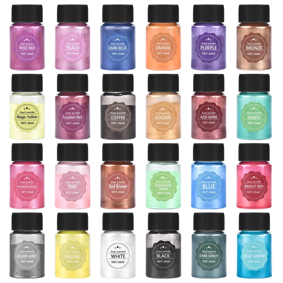 10g/fľaša 24Colors Natural sľudy perlové farbivo Epoxidová epoxidová živicia sviečka DIY šperky výroby remesiel perlového práškového pigmentu