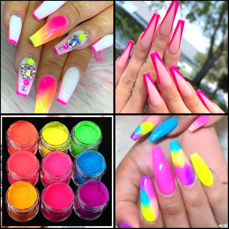 10G Nail Art 3 v 1 ponorenie práškového chrómu Rub Pigment Dipping Prášok na nechty dekorácie Dip prášok neónového prášku prášku prášku