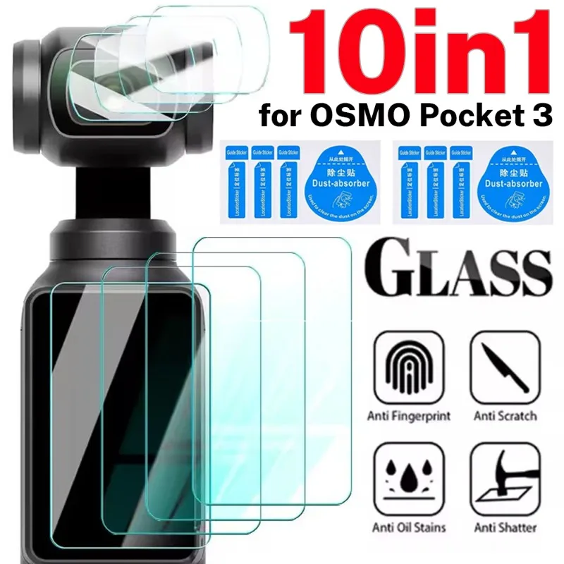 10in1 Temperované sklenené chrániče obrazovky pre DJI Osmo Pocket 3 Ochranné filmy prednej kamery