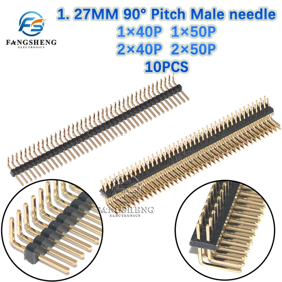 10ks 1,27 mm 1x40p 2x40p 1x50p 2x50p R/A 1,27 mm pravý uhol Hlavička dvojitého kolíka Muž 90 stupňov ihlového konektora 1*40p