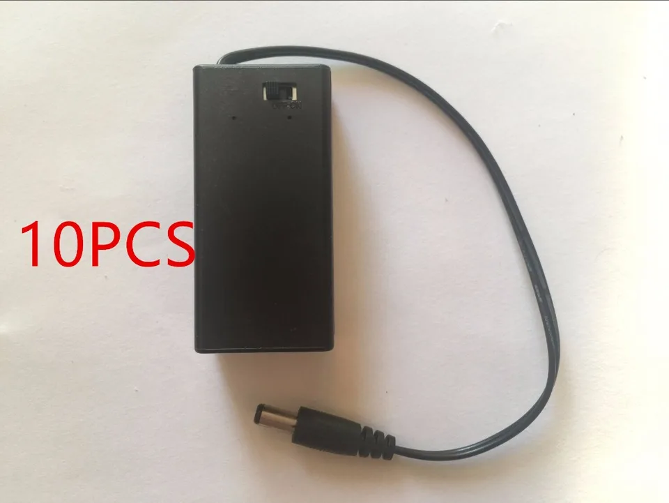 10ks 1 Pack 6f22 Držiak na batériu 9V s obalom s prepínačom s DC 2.1*5,5 mm