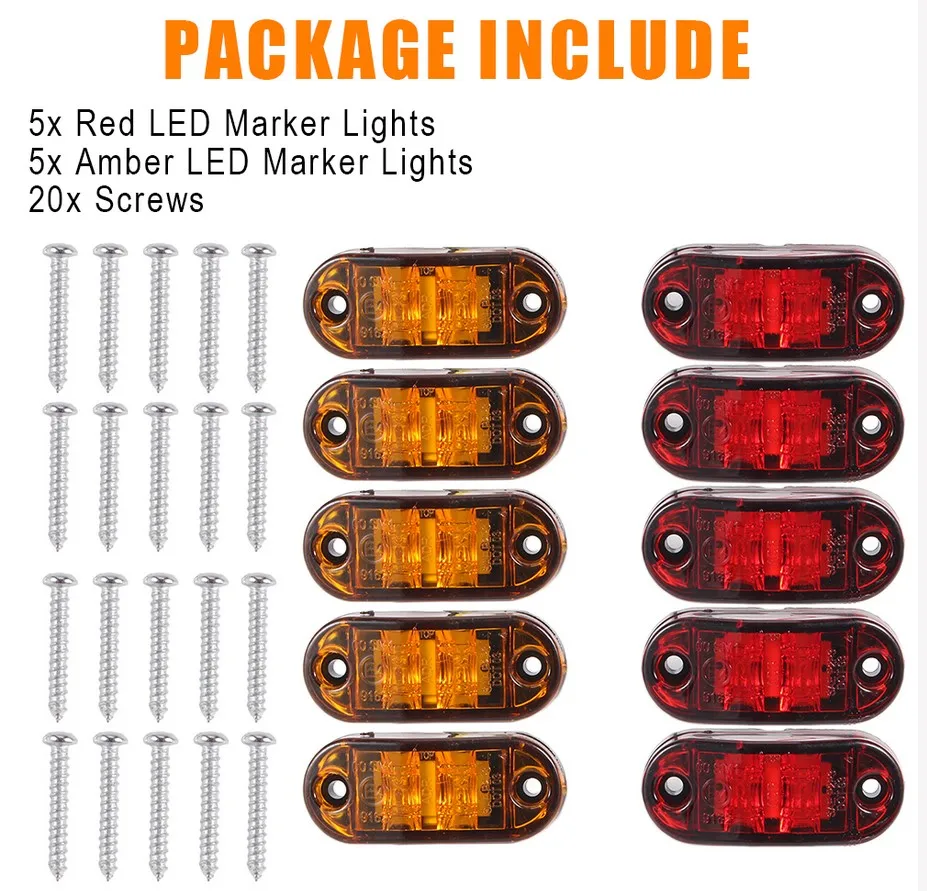 10ks 10V 30V LED bočné značky svetla Varovanie chvosta svetlo automatické auto Externé svetlá prívesu