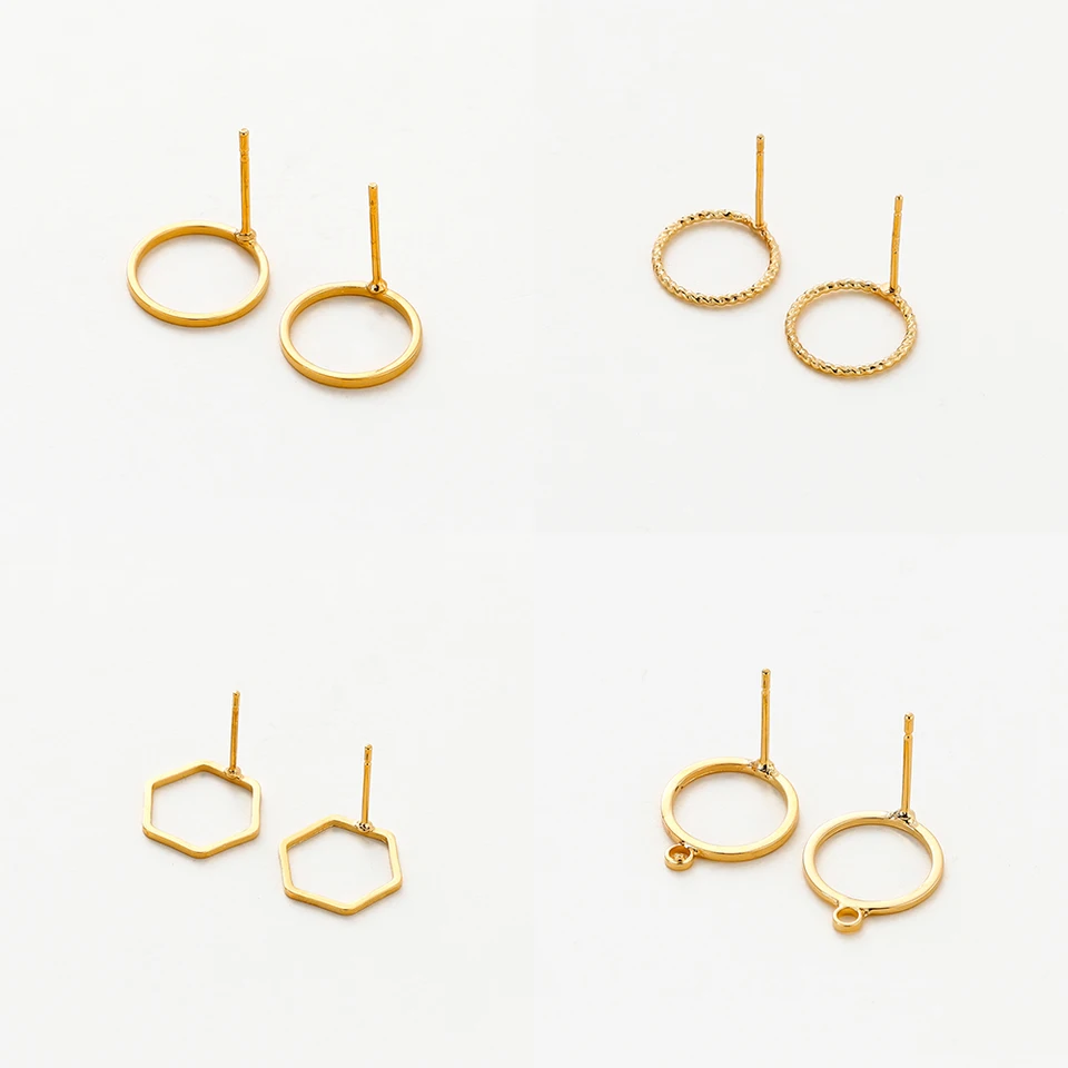 10ks 12 mm 14k/18k zlaté farebné mosadzné okrúhle uši pre náušnice šperky výroby DIY náušnice Základné doplnky