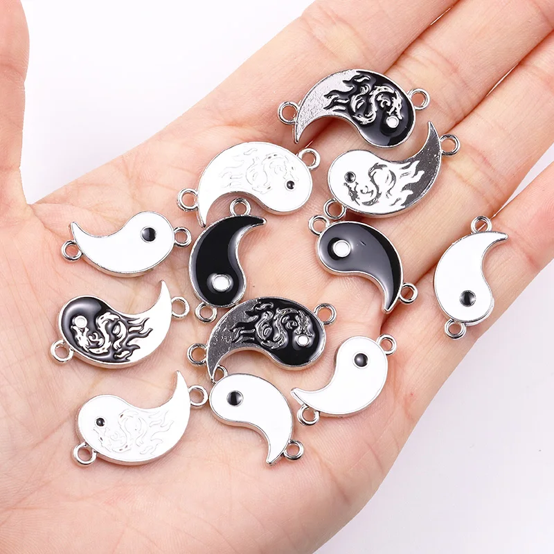 10ks 13*25 mm zliatinový drak totem yin yang tai chi bagua čínsky štýl prívesky DIY kúzlo pre pár šperkov výroby doplnkov