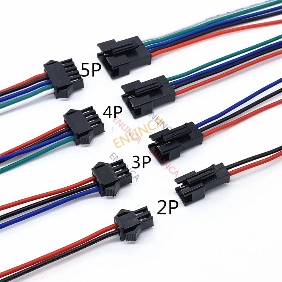 10ks 15 cm jst sm 2p 3p 4p 5p 6p zásuvka Muž k ženským drôtom konektorom LED prúžky LAMP Connectors Stručný adaptér