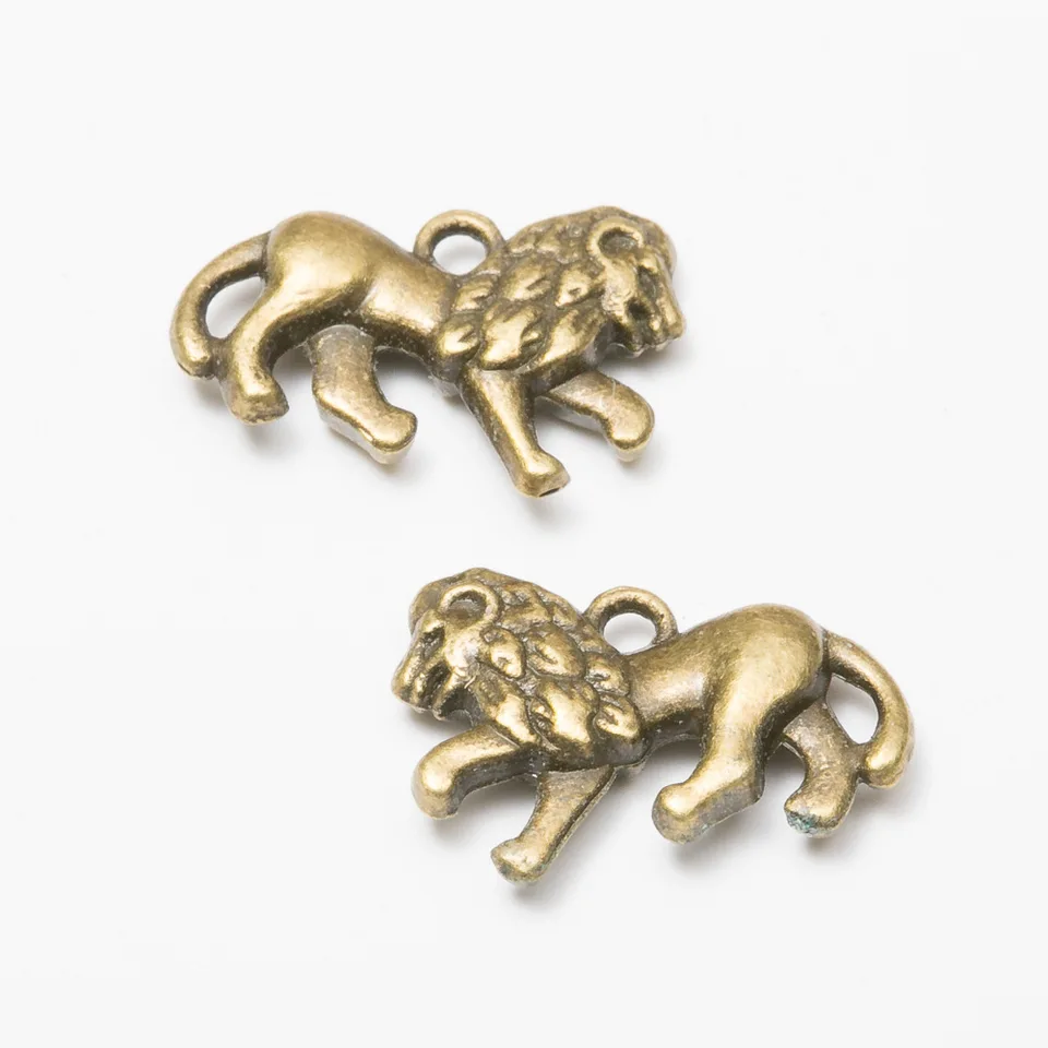 10ks 15x22mm zliatiny Charm Animal Lion Pendants DIY Crafts EF3839