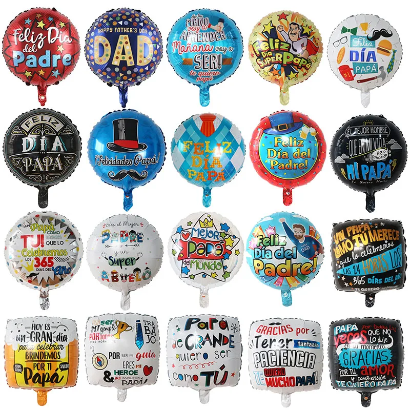 10ks 18 palcov Španielska anglická angličtina Šťastný deň otca fólie hélium Balón Feliz Dia Super Papa Air Globos Party Direction Gift Baloes
