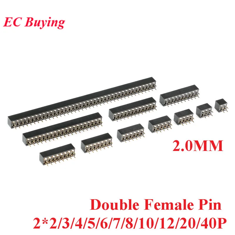 10ks 2,0 mm rozstup dvojitý riadok Strhnú samicu hlavičku PIN Strip Connector 2*2/3/4/5/6/7/8/10/12/20/40p 2 mm