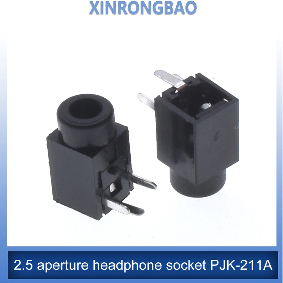 10ks 2,5 mm Skladacích slúchadiel PJ211A3-kolík Horizontálna plug-in-hustotaná zvuková materská objímka PJ211 Dual Channel Hole pre slúchadlá