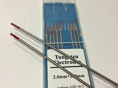 10ks 2% THORED WT20 ČERVENÉ TIG Zváranie volfrámová elektróda 5/64 palca x 6 palcov 2,0 x 150 mm