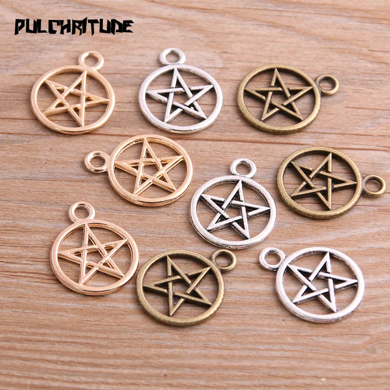 10ks 20*25 mm nové tri farebné pentagramové kúzla Rounds Pendants for DIY šperky ručne výroby doplnkov
