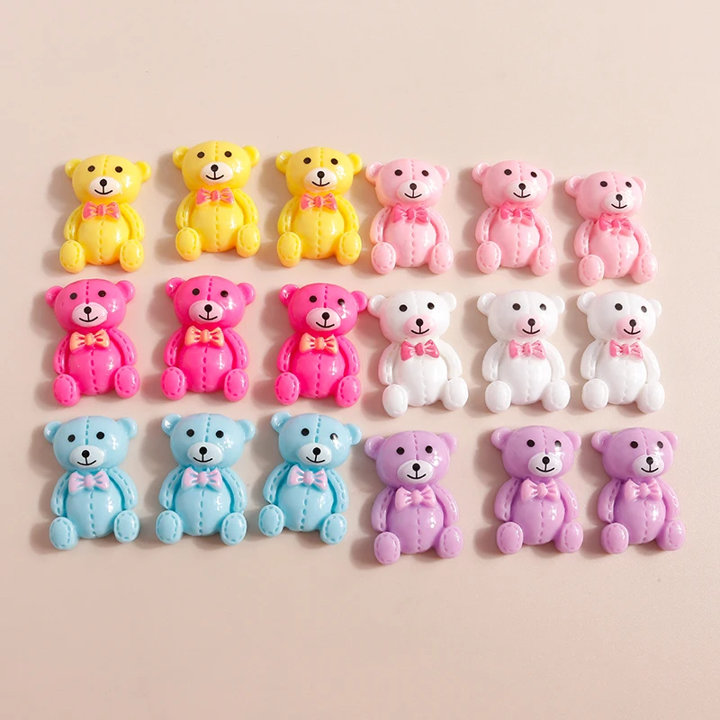 10ks 21*15 mm cukrová farba roztomilá živici Bear Flatback Cabochon Kawaii Resin Flatback Opľová