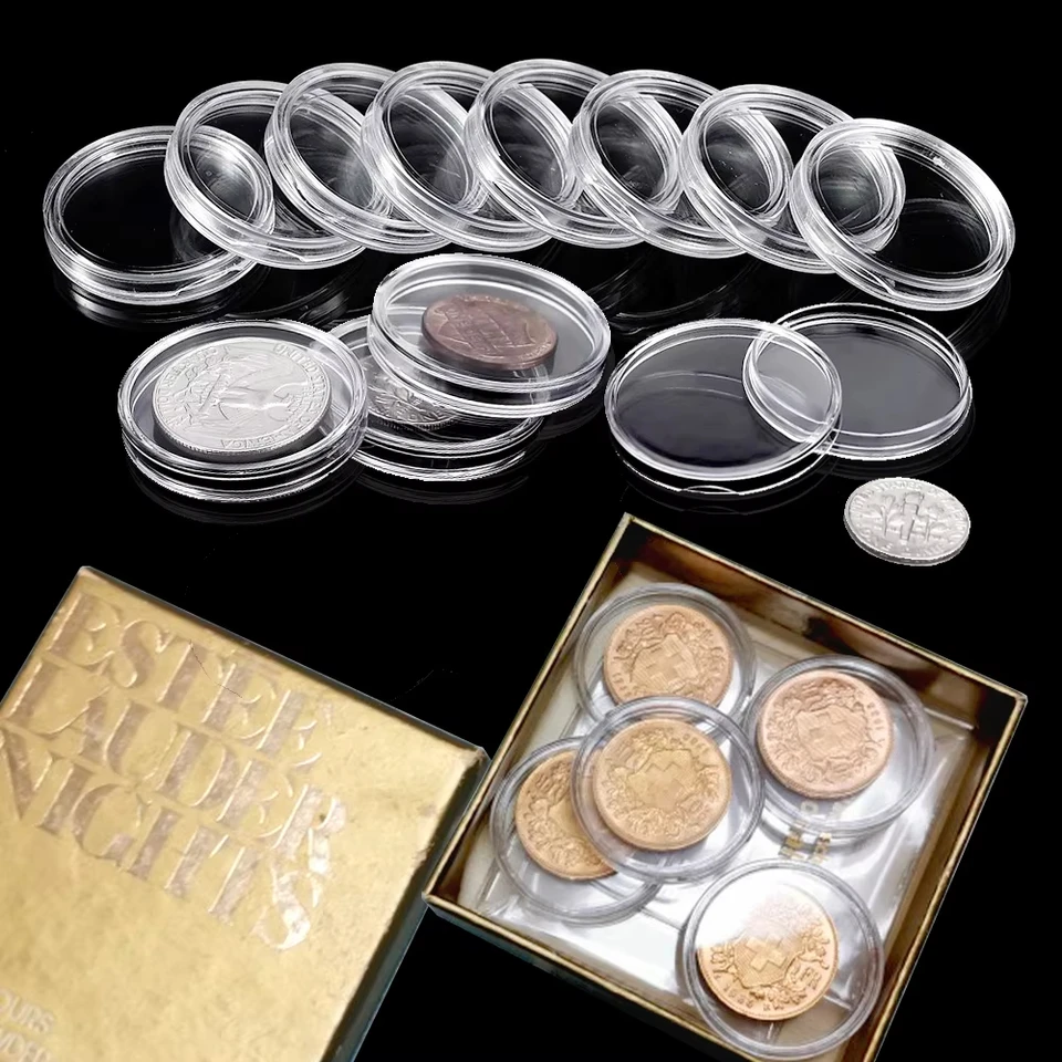 10ks 30-45 mm Priehľadné prípady mincí Držiteľ Coin Zhromažďovanie skriniek Case Coins Skladovacie kapsuly Ochrana