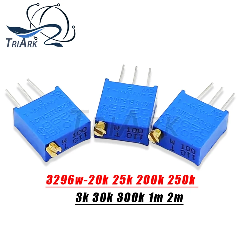 10ks 3296 3296W TRIMPOT TRIMMER Potentiometer 20K 25K 200K 250K 3K 30K 300K 1M 2M 203 253 204 254 302 303 303 304 105 205