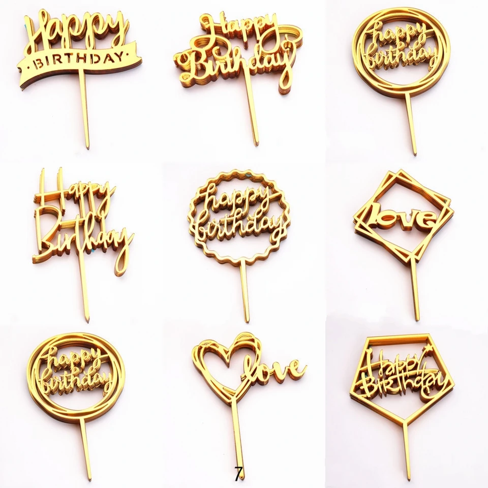 10ks 33 Štýly Cake Decoration akrylický koláč Topper Šťastné narodeniny torty Toppers na narodeninovú oslavu dezert cupcake dekor