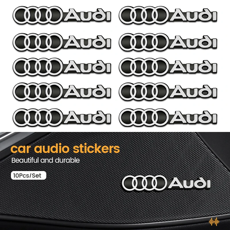 10ks 3d hliníkový automobilový reproduktor stereofónny reproduktor odznak znak pre Audi Sline RS A3 A4 B8 8P 8V B6 A5 A6 C7 Q5 B9 B7 C6 A1 Q7