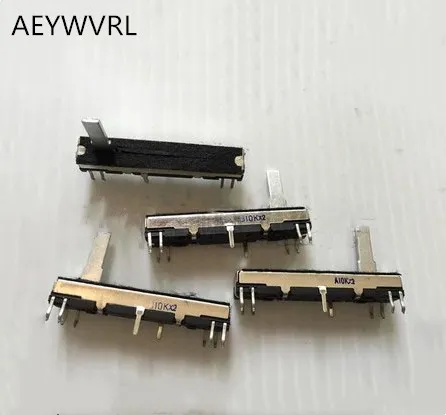 10ks 45 mm 4,5 cm dlhý dvojitý mixér Fader Potentiometer A10K X2 A10K A50K*2 A50K Dvojkanál