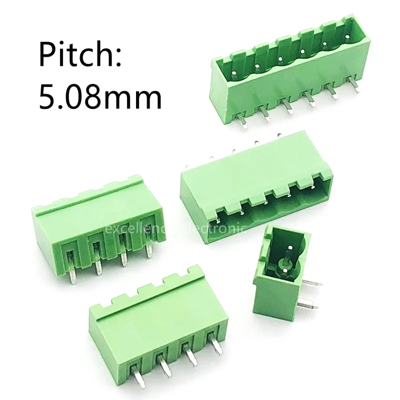 10ks 5,08 mm Plug-in PCB zapojený terminál zatvorený koncový koncový / zakrivený držiak ihly spájkovacia doska